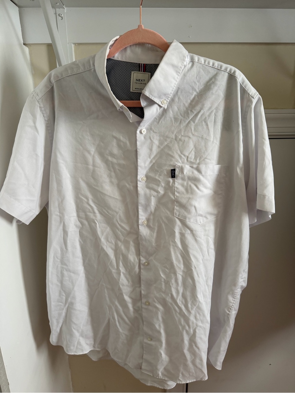 Men's Next White Short Sleeve Button Down Shirt Size 2XL